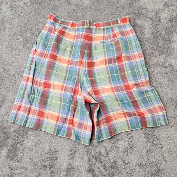 Talbots Shorts Womens Size 14 Multicolor Linen-Cotton Blend Plaid Lightweight - Picture 9 of 16